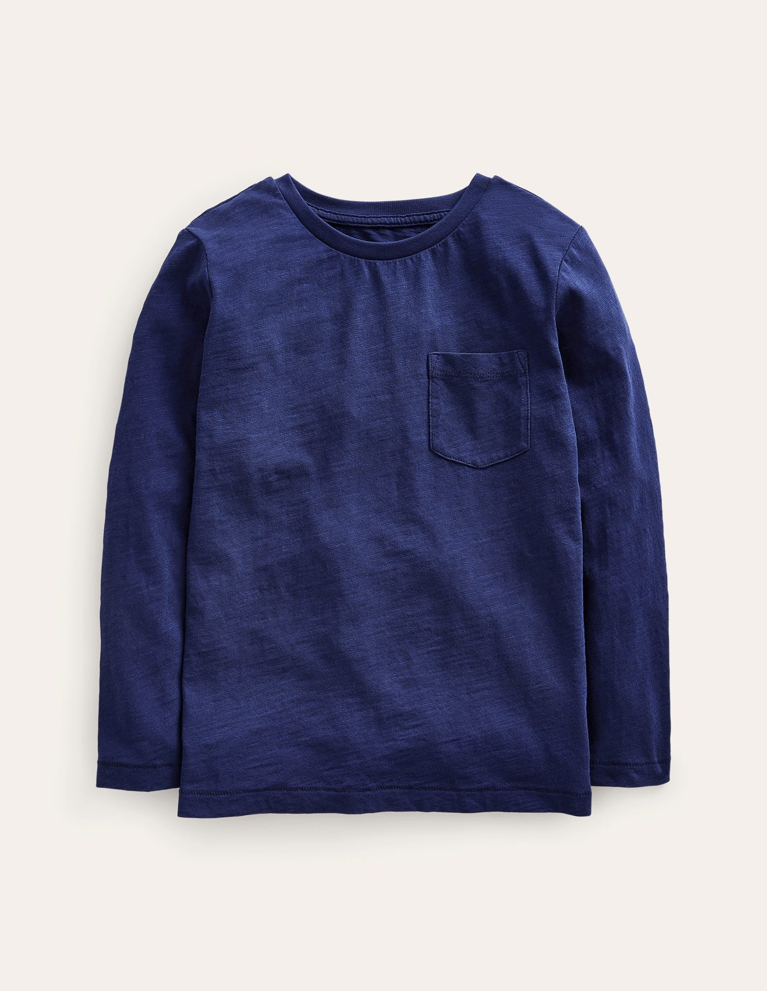 Long-sleeved Washed T-shirt-College Navy-1