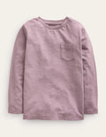 Long-sleeved Washed T-shirt-Lilac