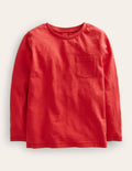 Long-sleeved Washed T-shirt-Rockabilly Red