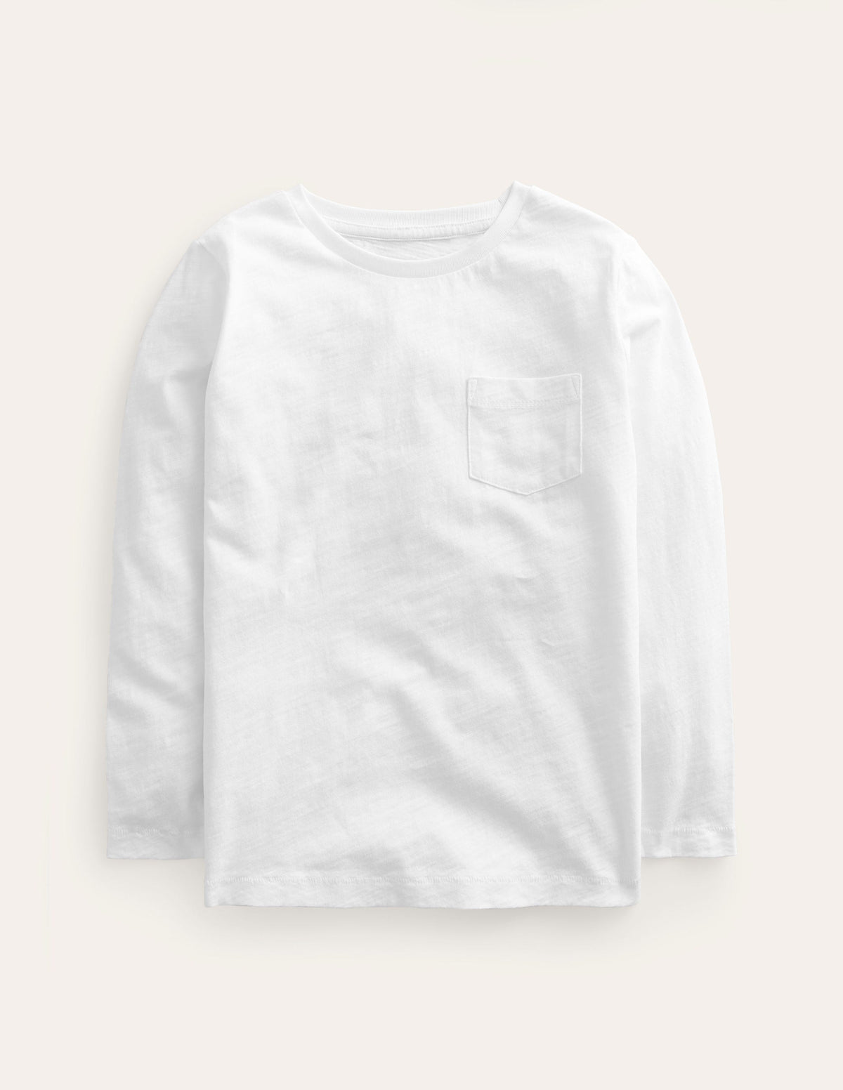 Long-sleeved Washed T-shirt-White - Image 1