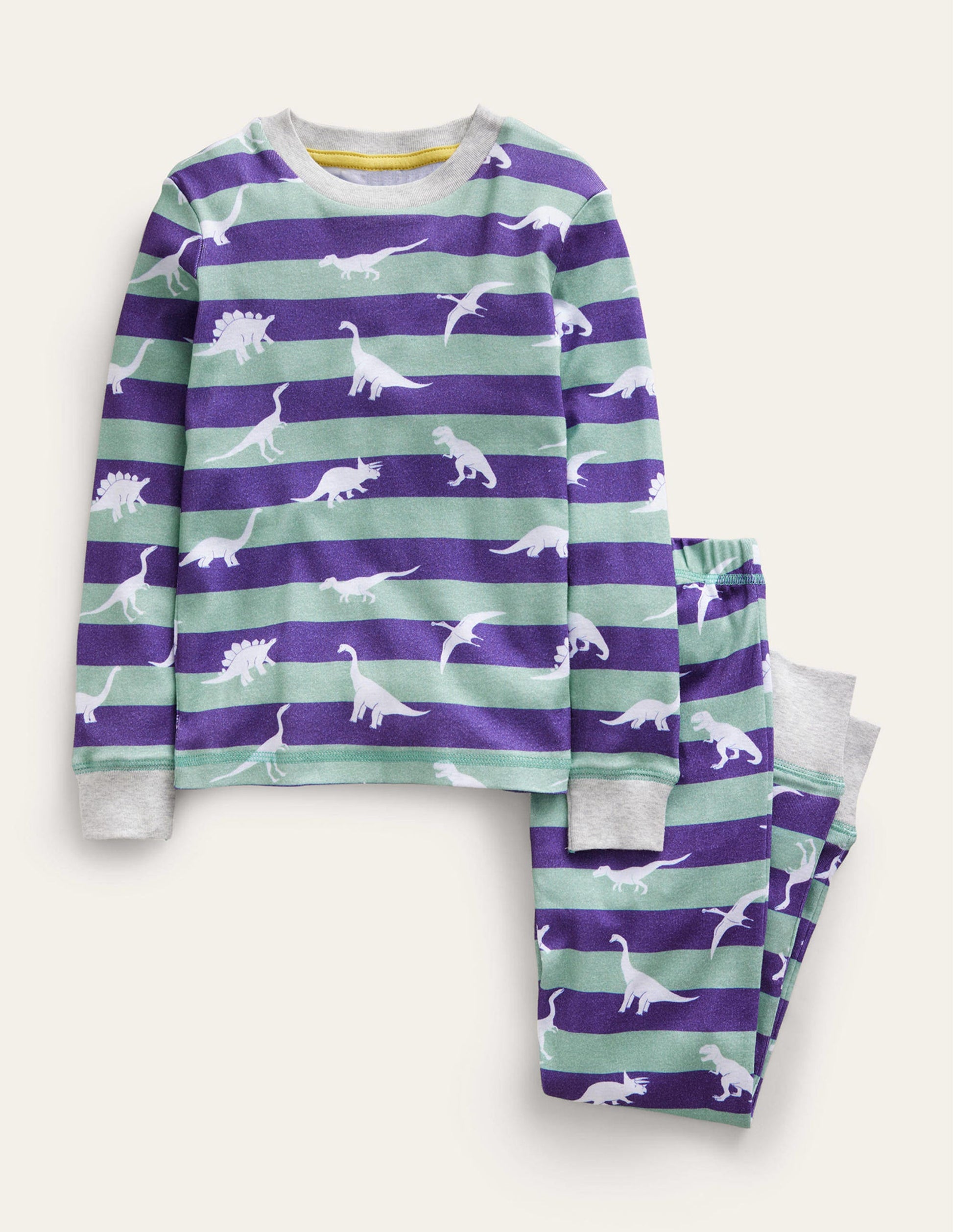 Single Glow-in-the-dark Pyjama-Green Smoke Dinosaurs-1