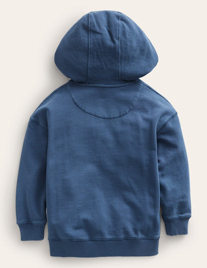 Garment Dye Zip-Though Hoodie-Robot Blue-3