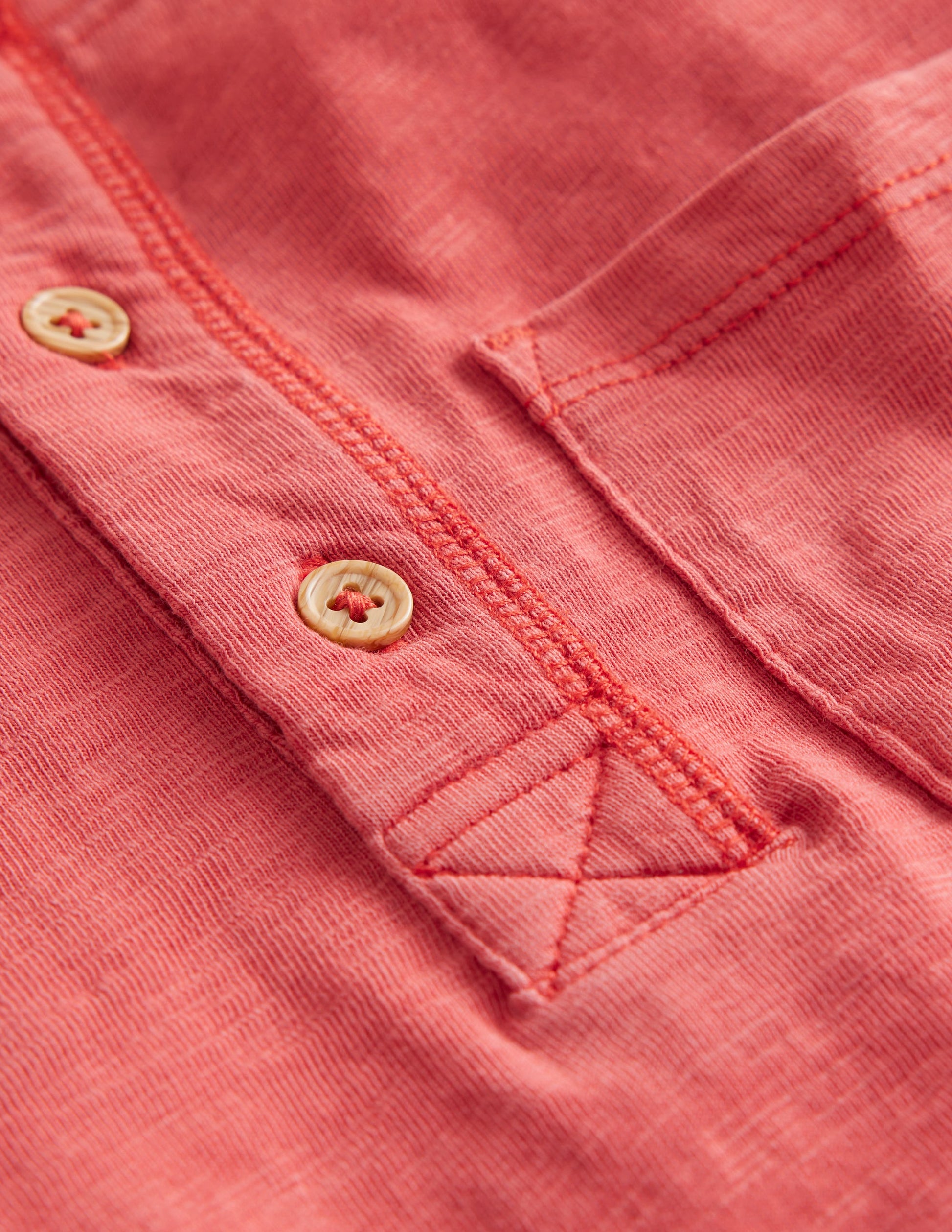 Washed Cotton Henley T-shirt-Peppadew Red-3