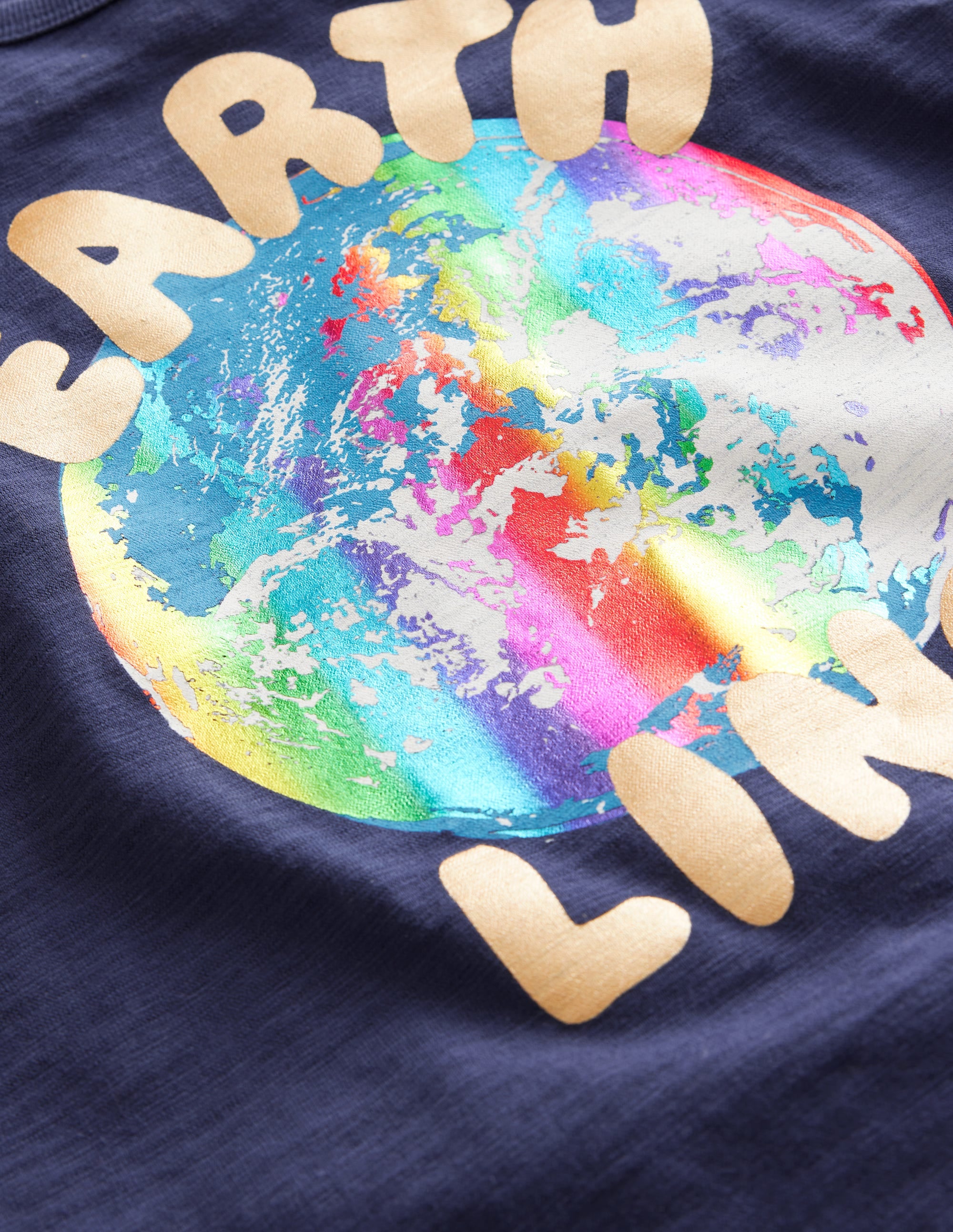 Earth Logo-Print T-Shirt-Bright Navy - Image 3