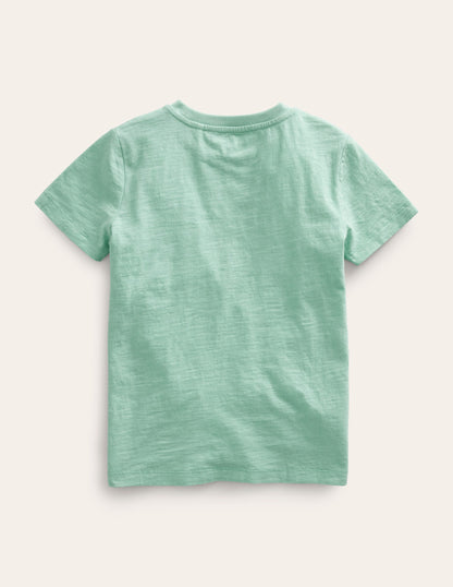 Washed Slub T-shirt-Opal Green