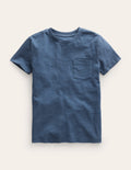 Washed Slub T-shirt-Robot Blue