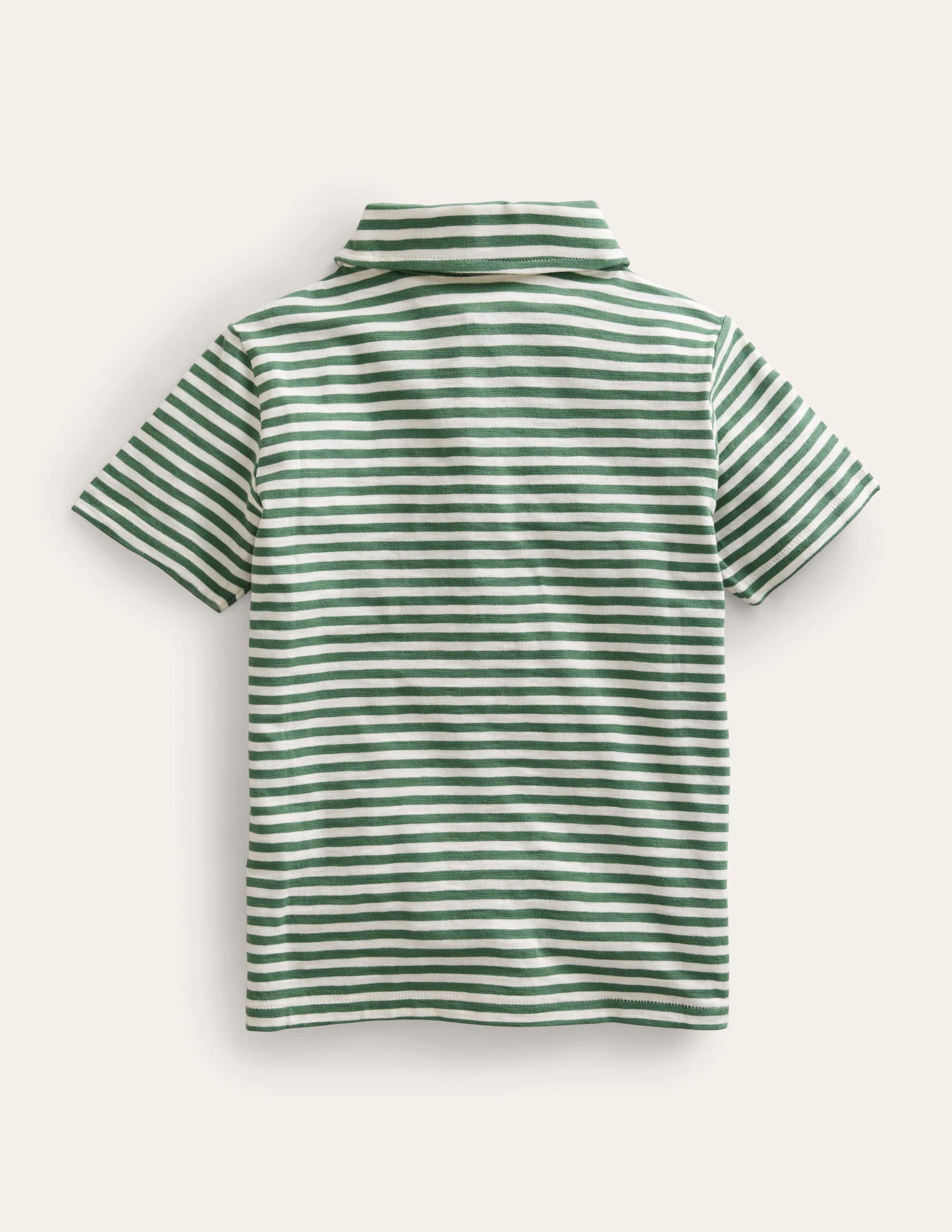 Striped Slubbed Polo Shirt-Rosemary/Ivory - Image 2