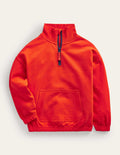 Colourblock Half Zip Sweat-Dahlia Red
