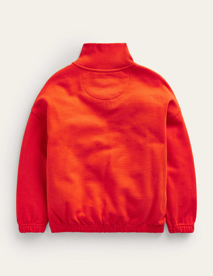 Colourblock Half Zip Sweat-Dahlia Red-2