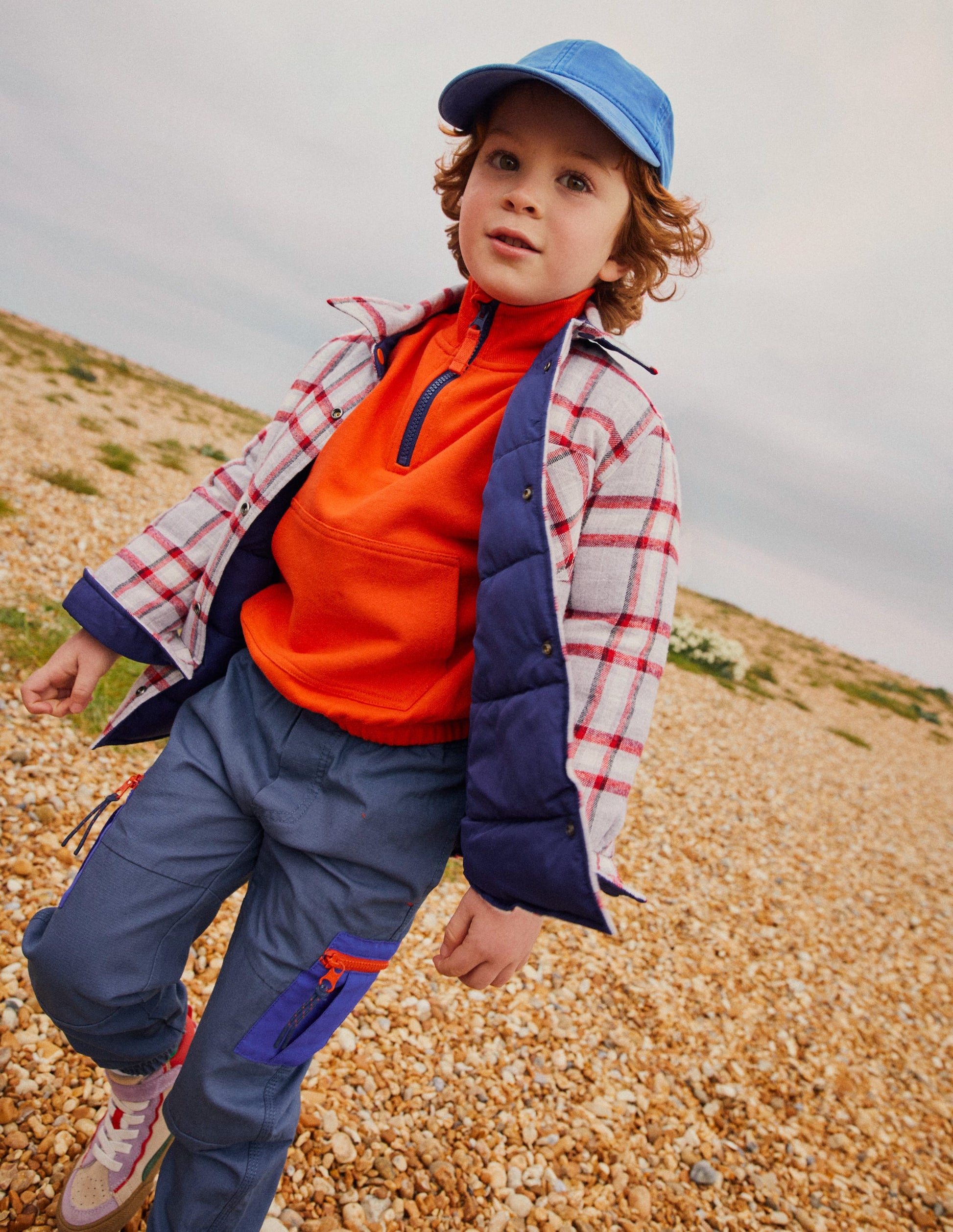 Colourblock Half Zip Sweat-Dahlia Red-4