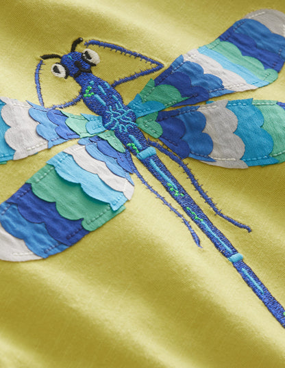 Dragonfly-Appliqué T-Shirt-Gooseberry Yellow-3