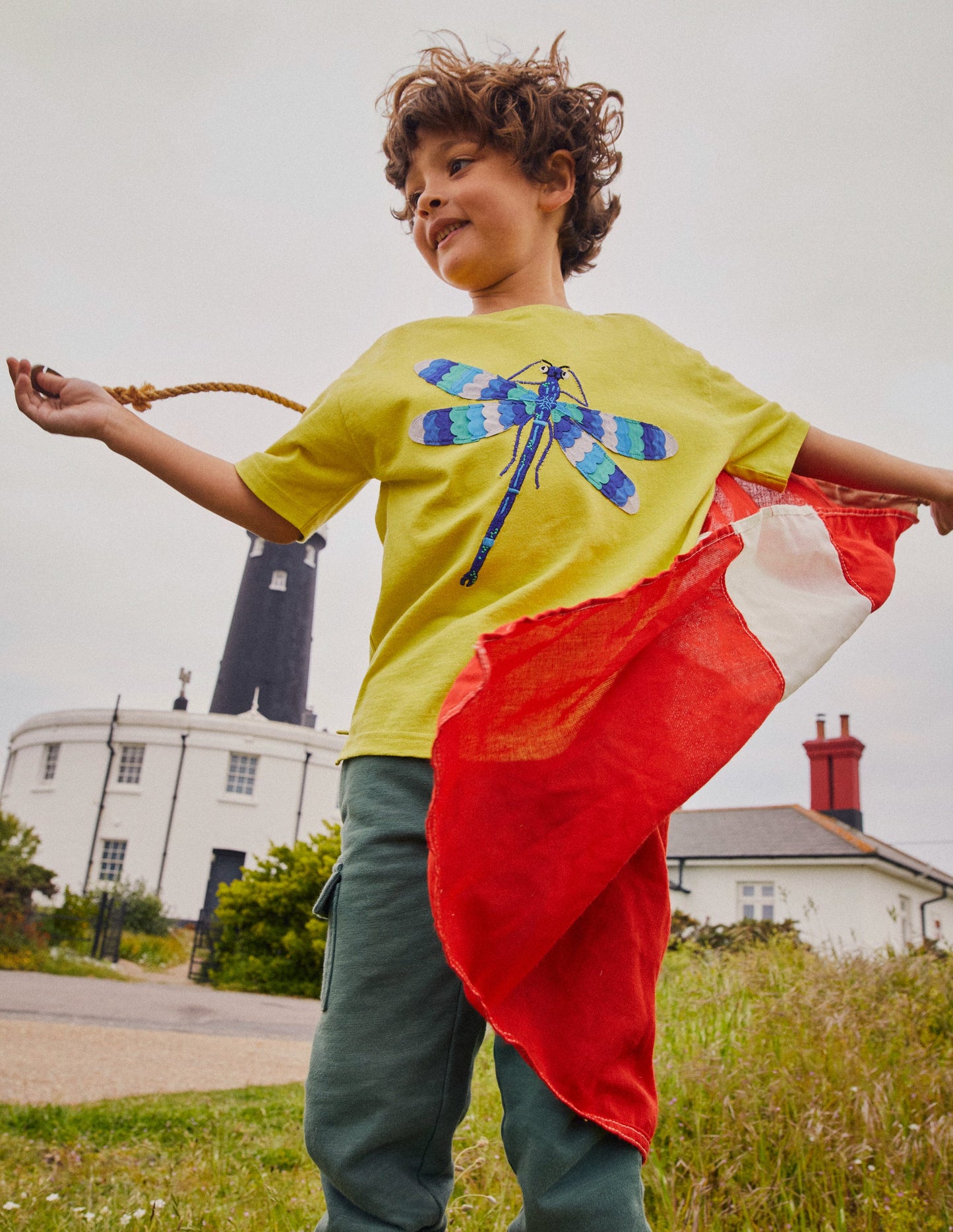 Dragonfly-Appliqué T-Shirt-Gooseberry Yellow