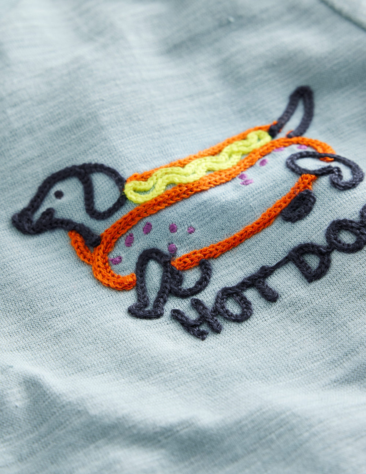Embroidered-Logo T-Shirt-Blue Hot Dog-3