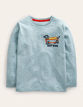Embroidered-Logo T-Shirt-Blue Hot Dog