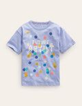 Relaxed Artist-Print T-Shirt-Light Blue Marl