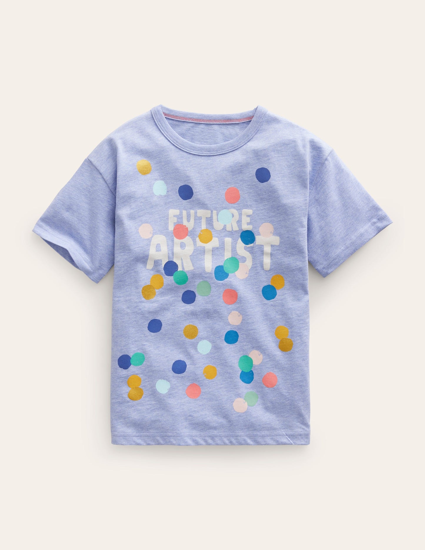 Relaxed Artist-Print T-Shirt-Light Blue Marl