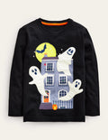 Halloween Appliqué T-shirt-Black