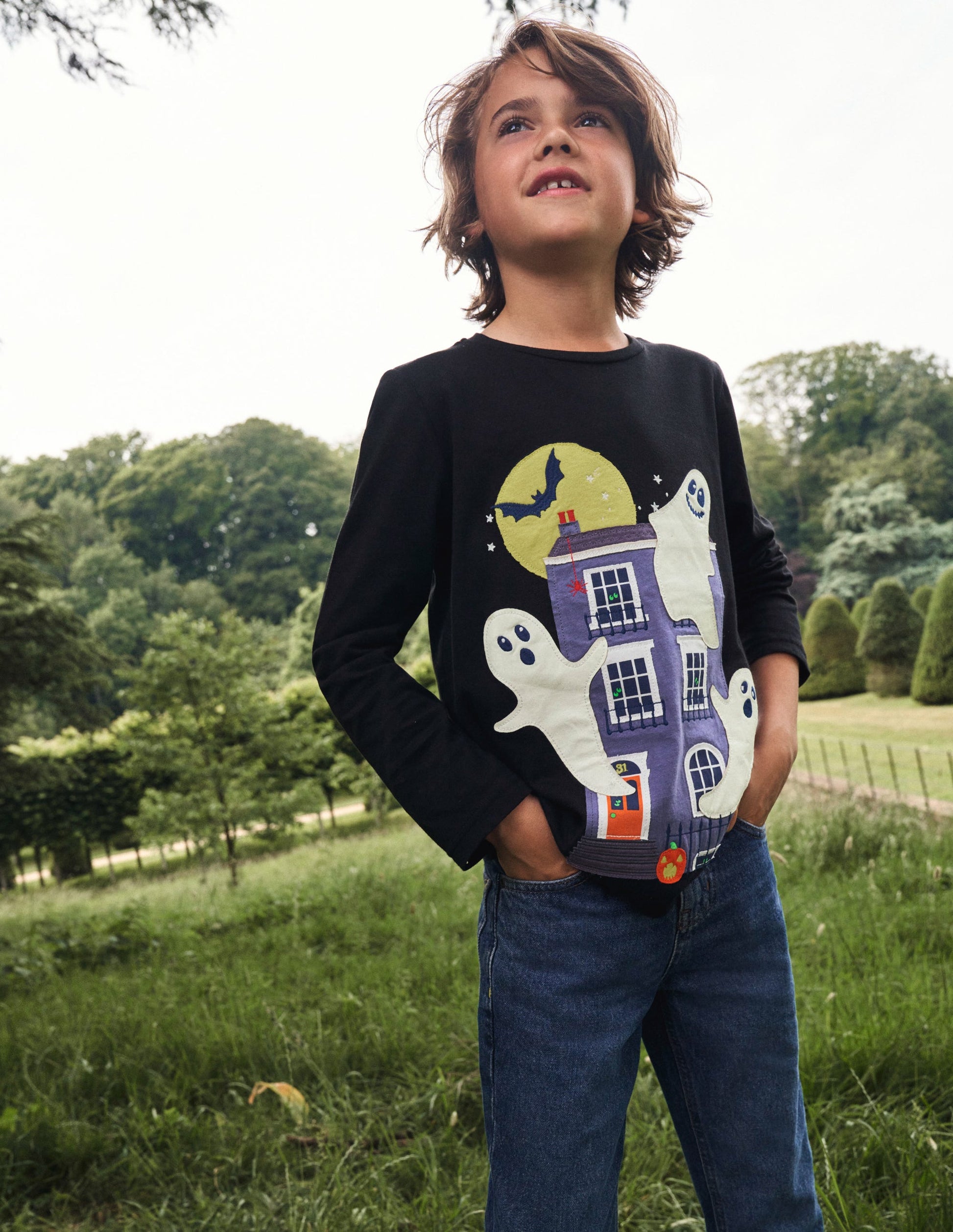 Halloween Appliqué T-shirt-Black-4