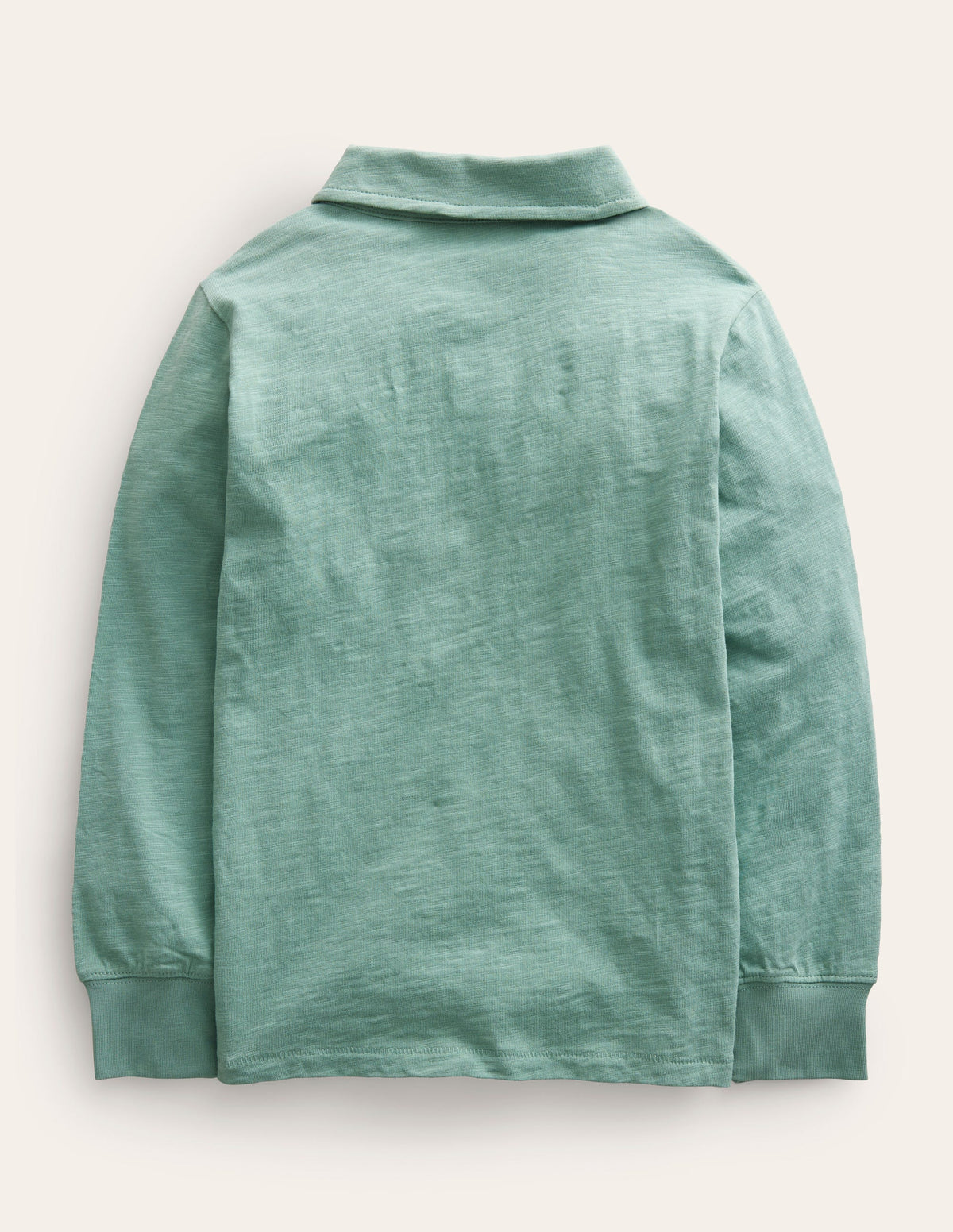 Slubbed Long-Sleeve Polo Shirt-Smoke Green - Image 2