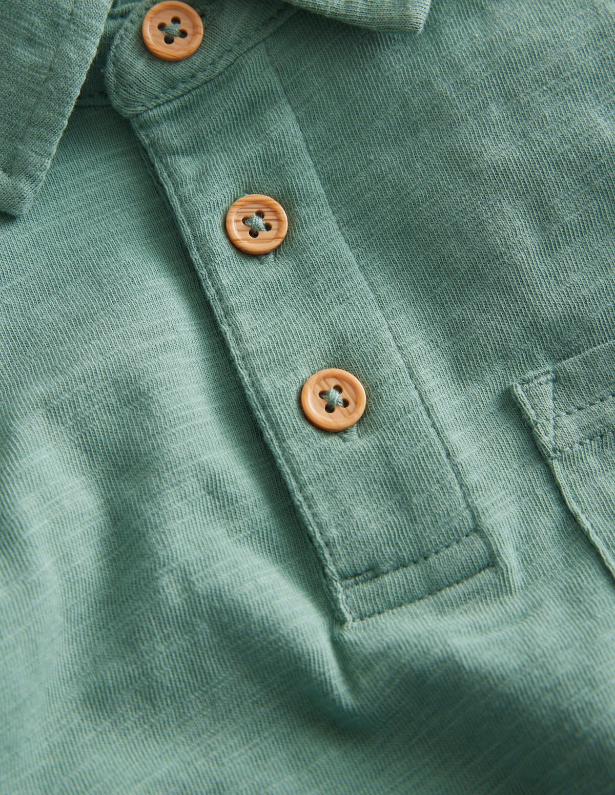 Slubbed Long-Sleeve Polo Shirt-Smoke Green - Image 3