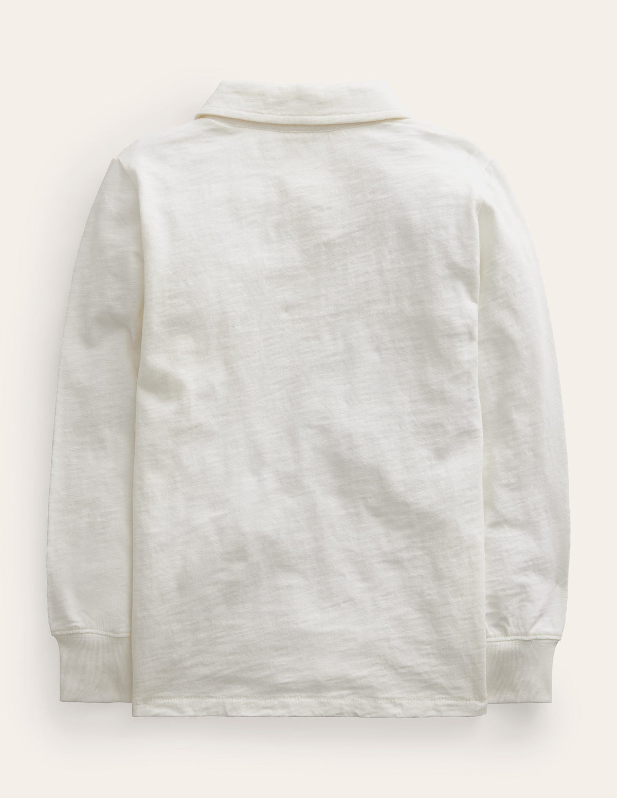 Slubbed Long-Sleeve Polo Shirt-Ivory-2