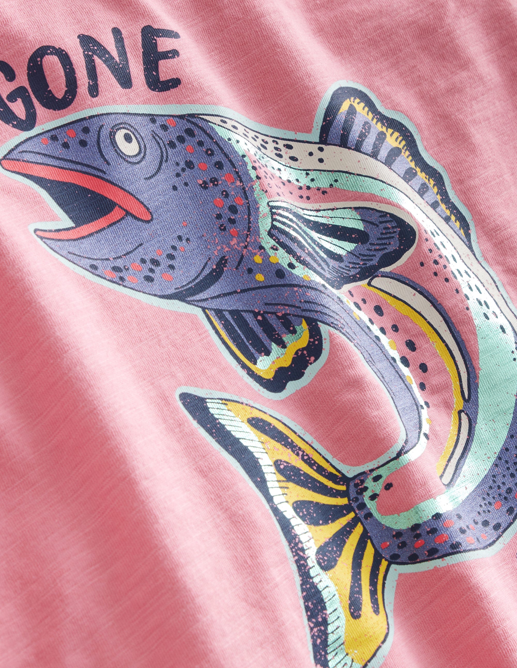 Metallic Fishing-Print T-Shirt-Carousel Pink - Image 3