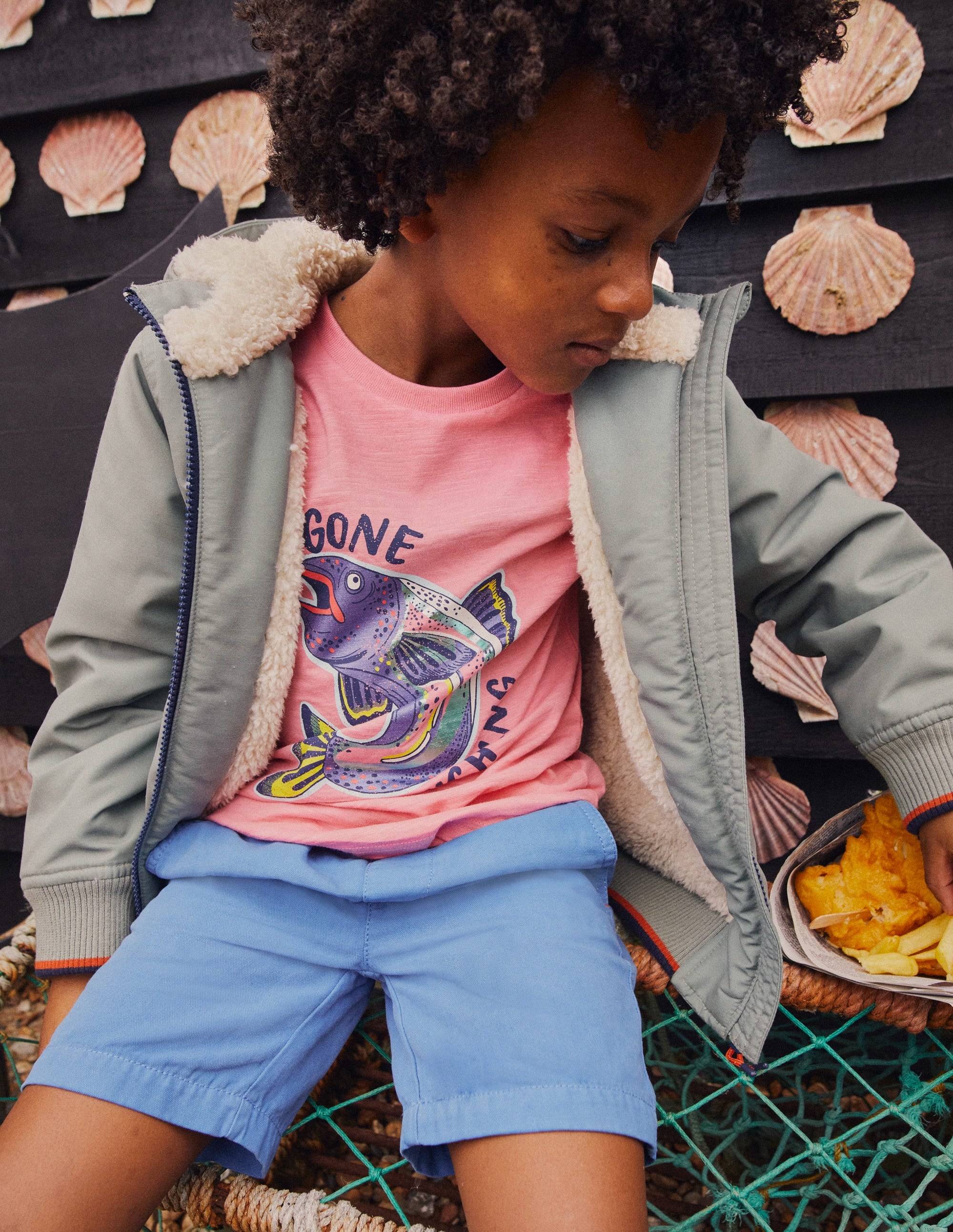 Metallic Fishing-Print T-Shirt-Carousel Pink - Image 4