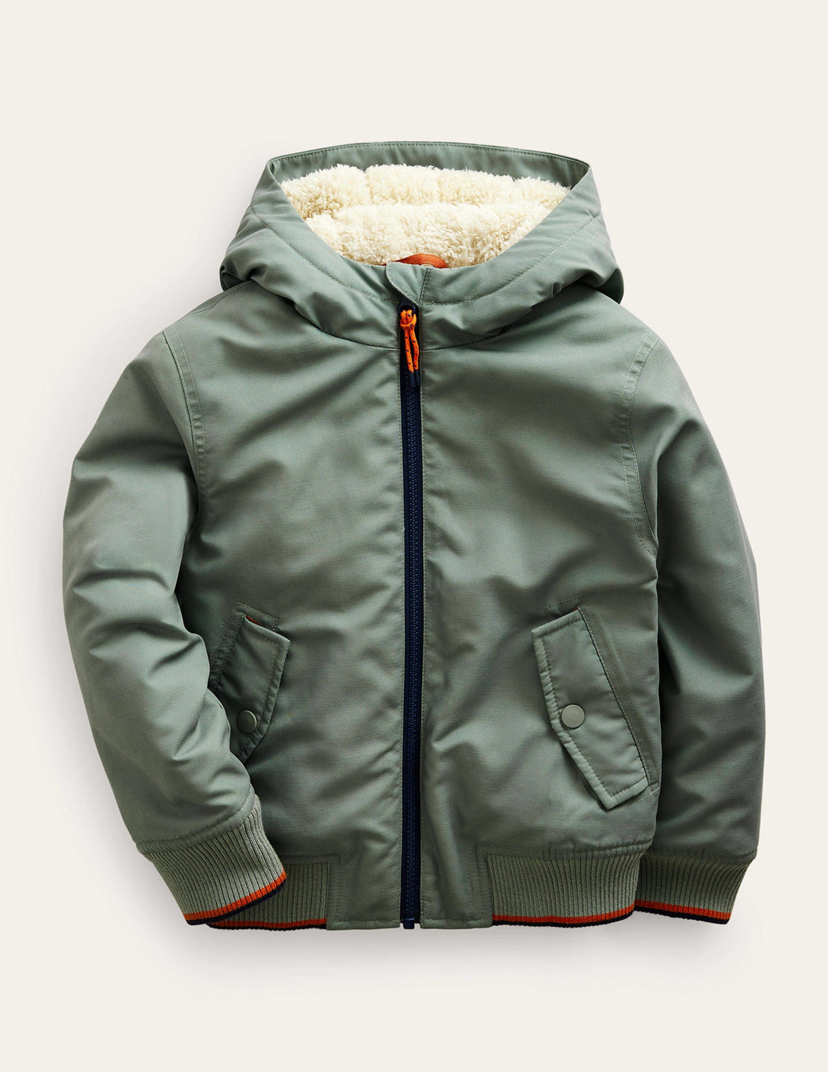 Hooded Lined Bomber Jacket-Pottery Green - Image 1