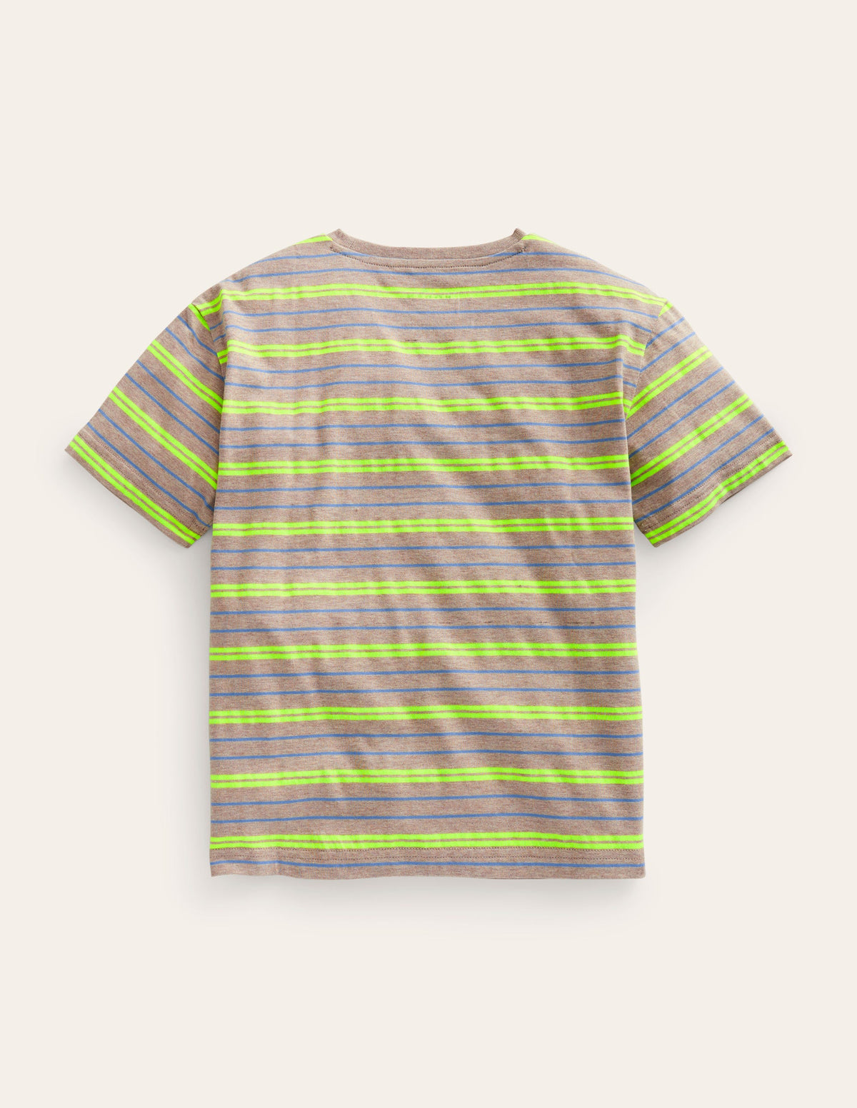 Relaxed Neon-Stripe T-Shirt-Oatmeal Marl/Neon Yellow - Image 2