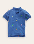 Embroidered Piqué Polo Shirt-Blue Paddle Boards