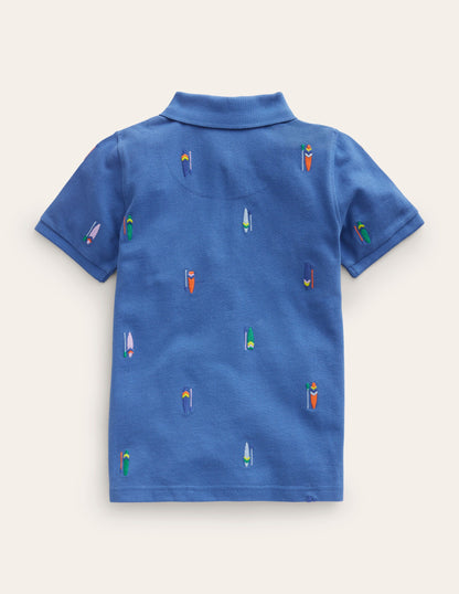 Embroidered Piqué Polo Shirt-Blue Paddle Boards-2