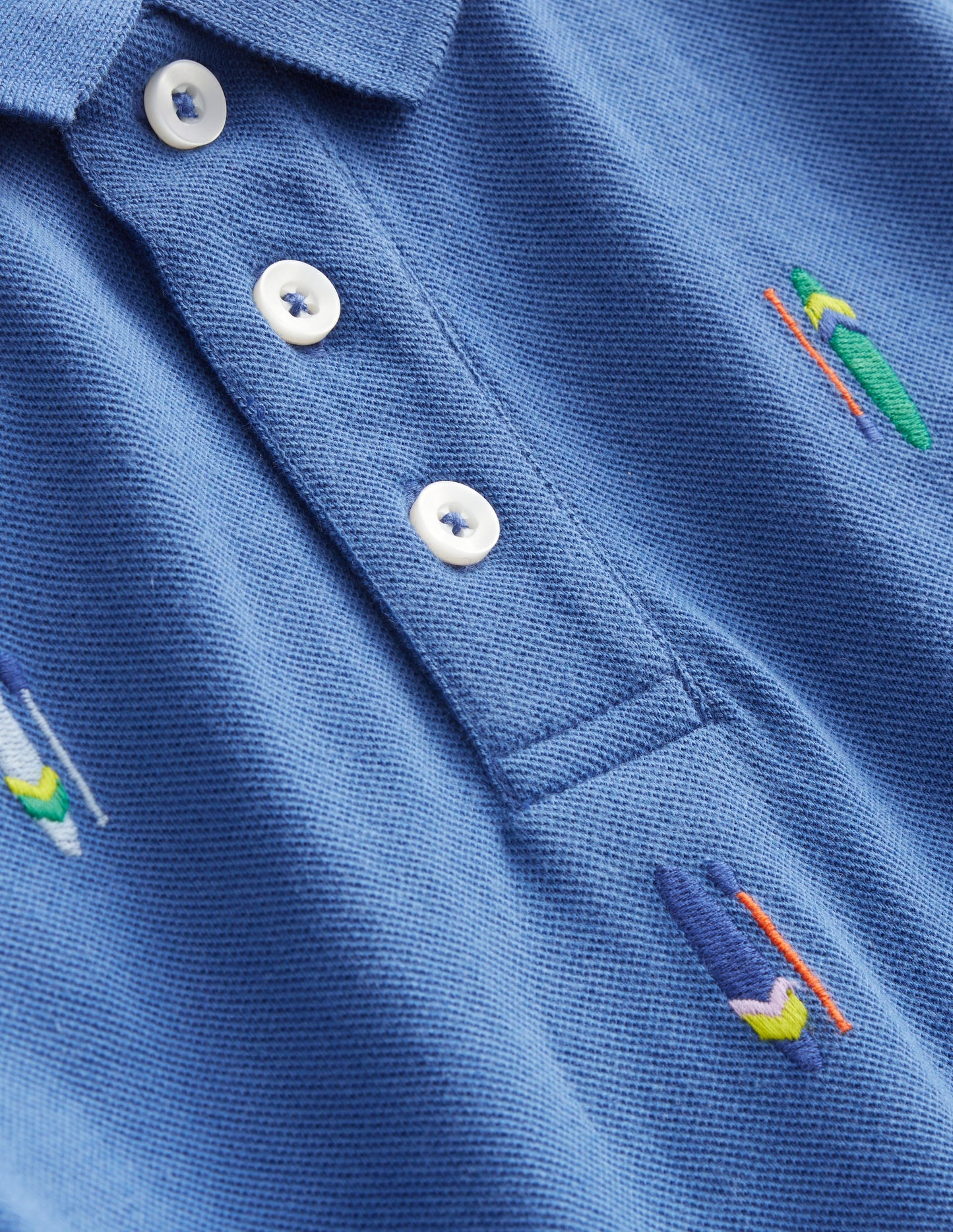 Embroidered Piqué Polo Shirt-Blue Paddle Boards