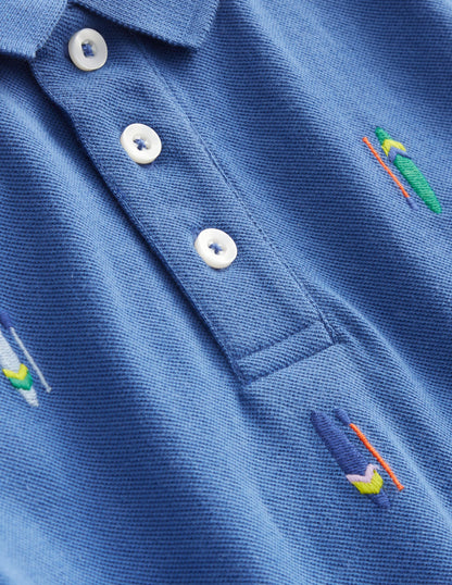 Embroidered Piqué Polo Shirt-Blue Paddle Boards-3