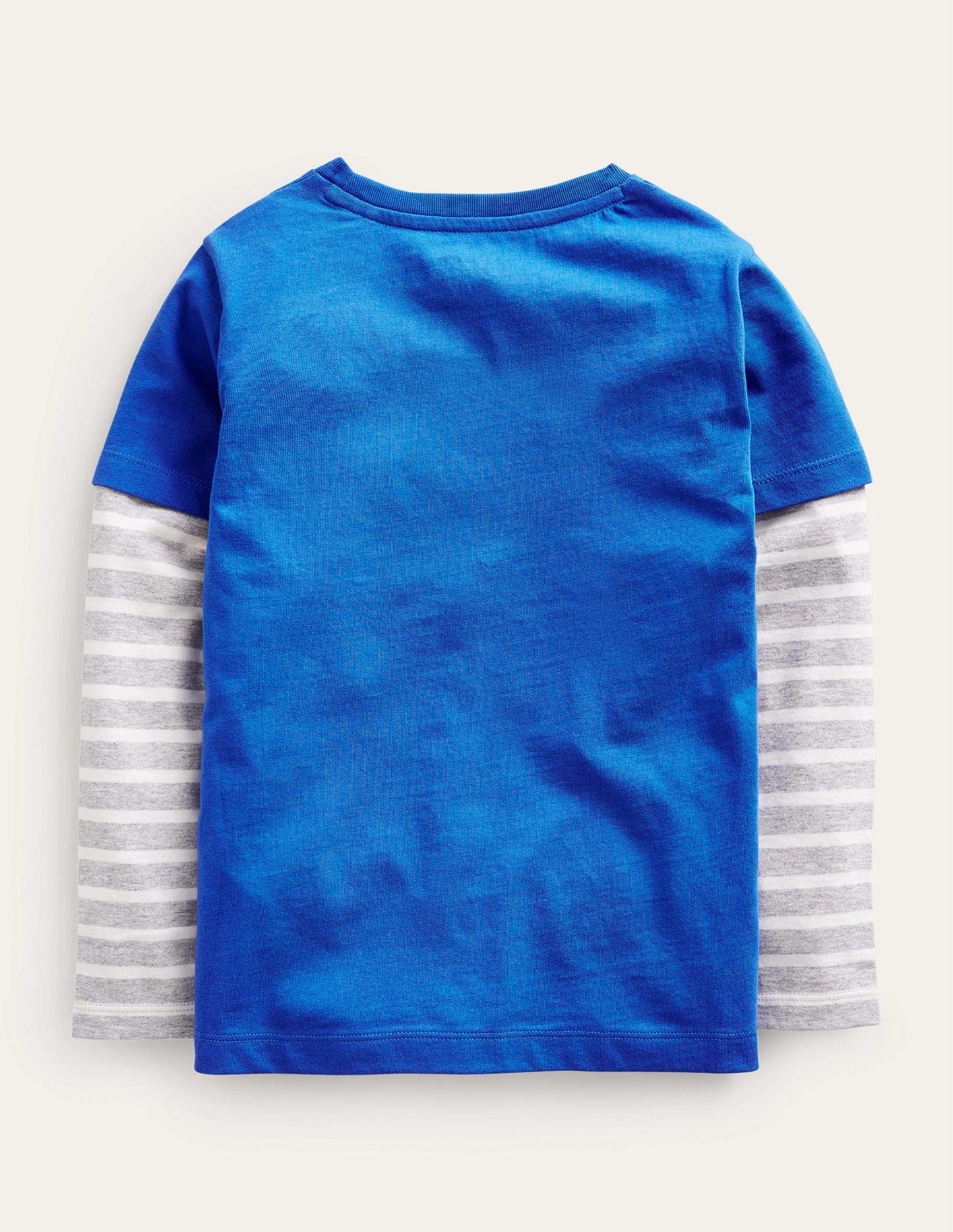 Appliqué Mock Sleeve T-Shirt-Delft Blue