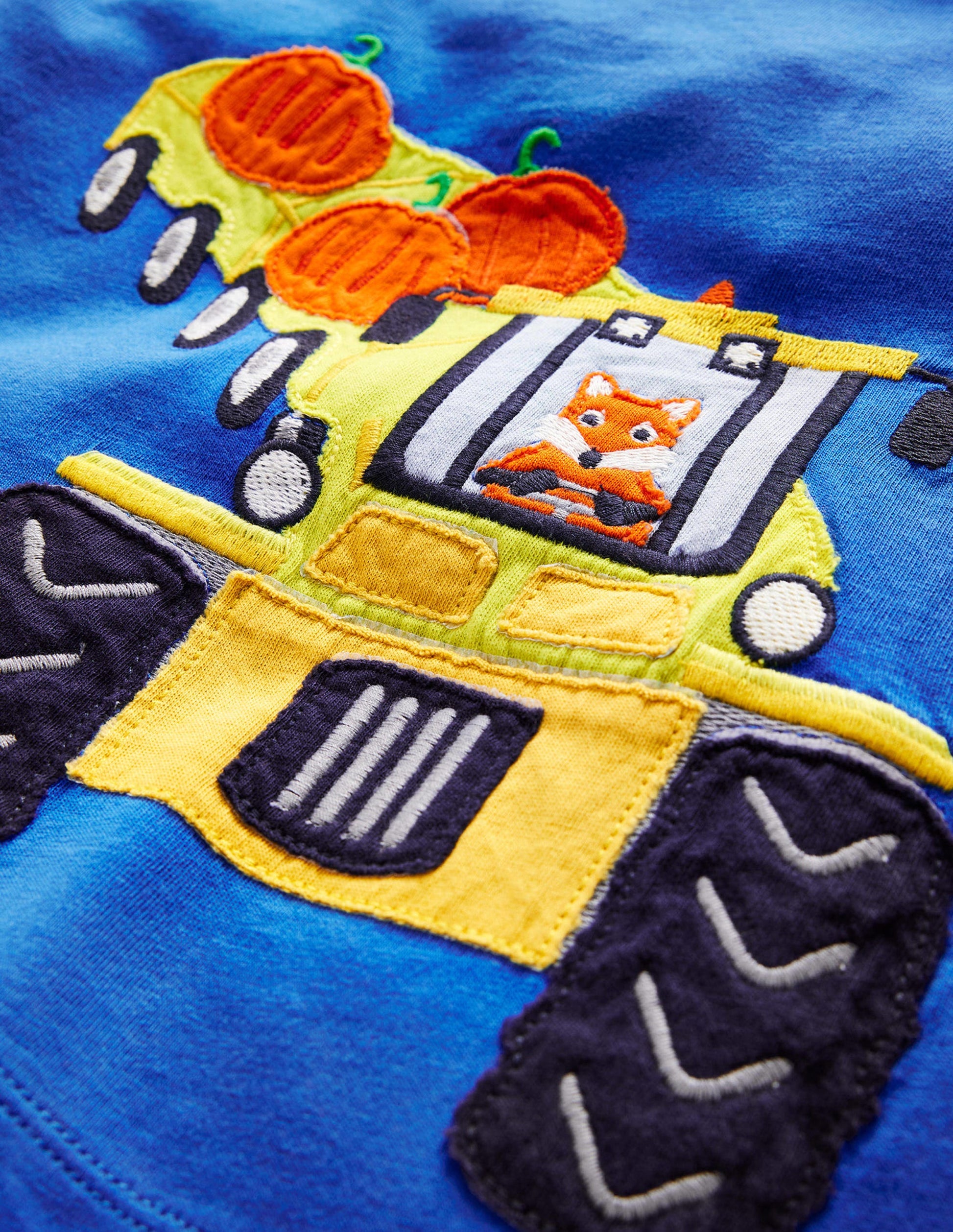 Appliqué Mock Sleeve T-Shirt-Delft Blue-3