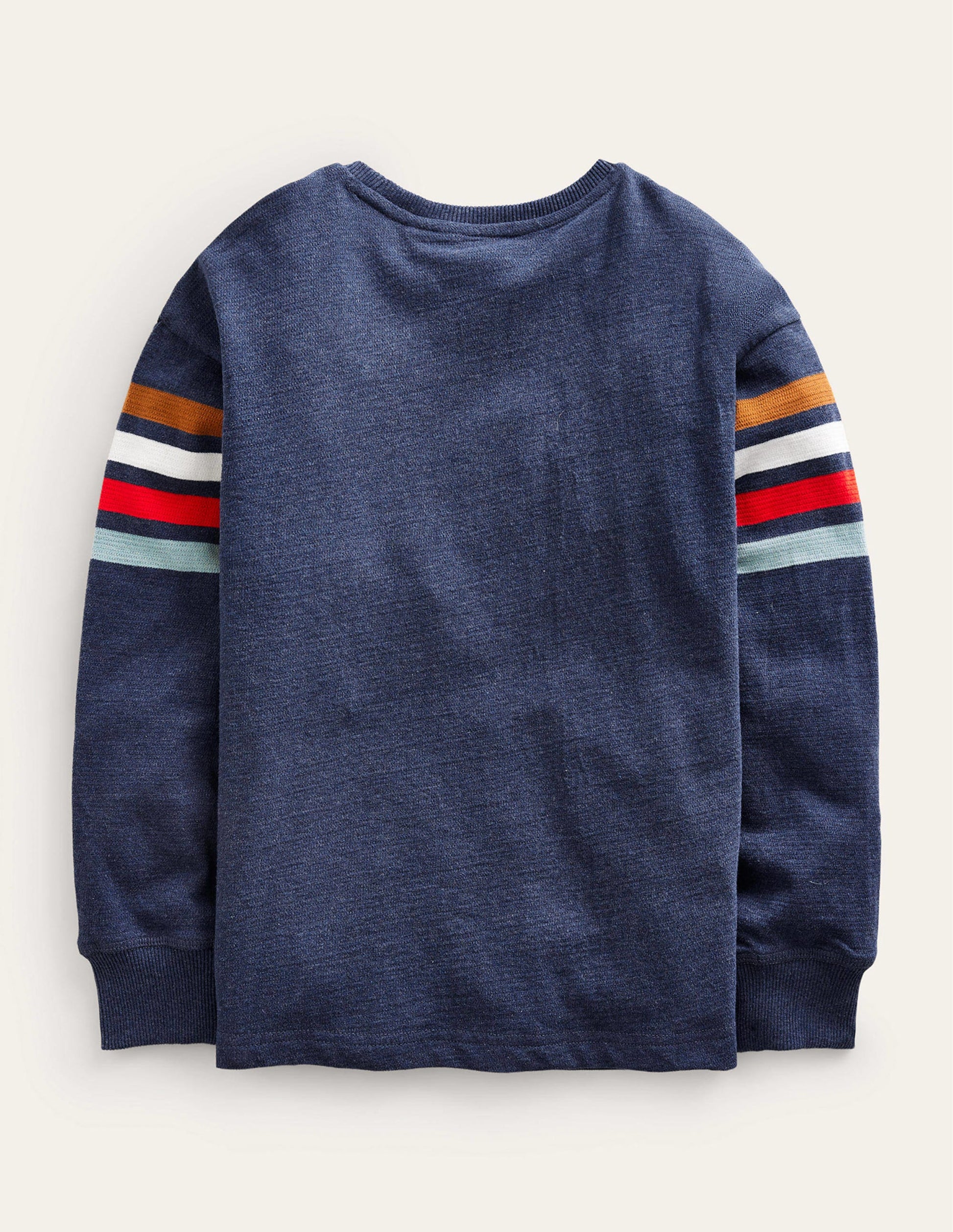 Textured Chest Stripe T-shirt-Navy Marl-2