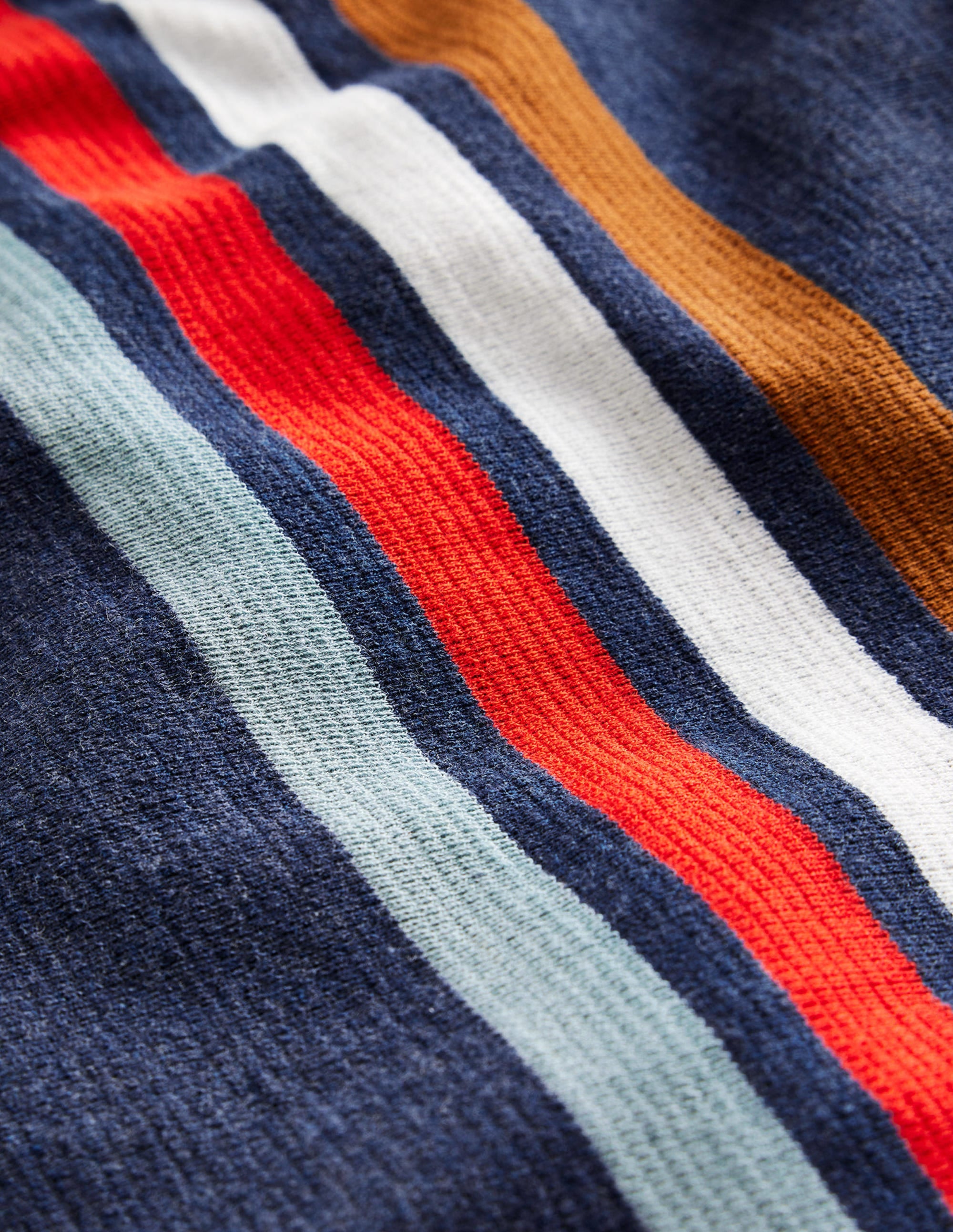 Textured Chest Stripe T-shirt-Navy Marl - Image 3