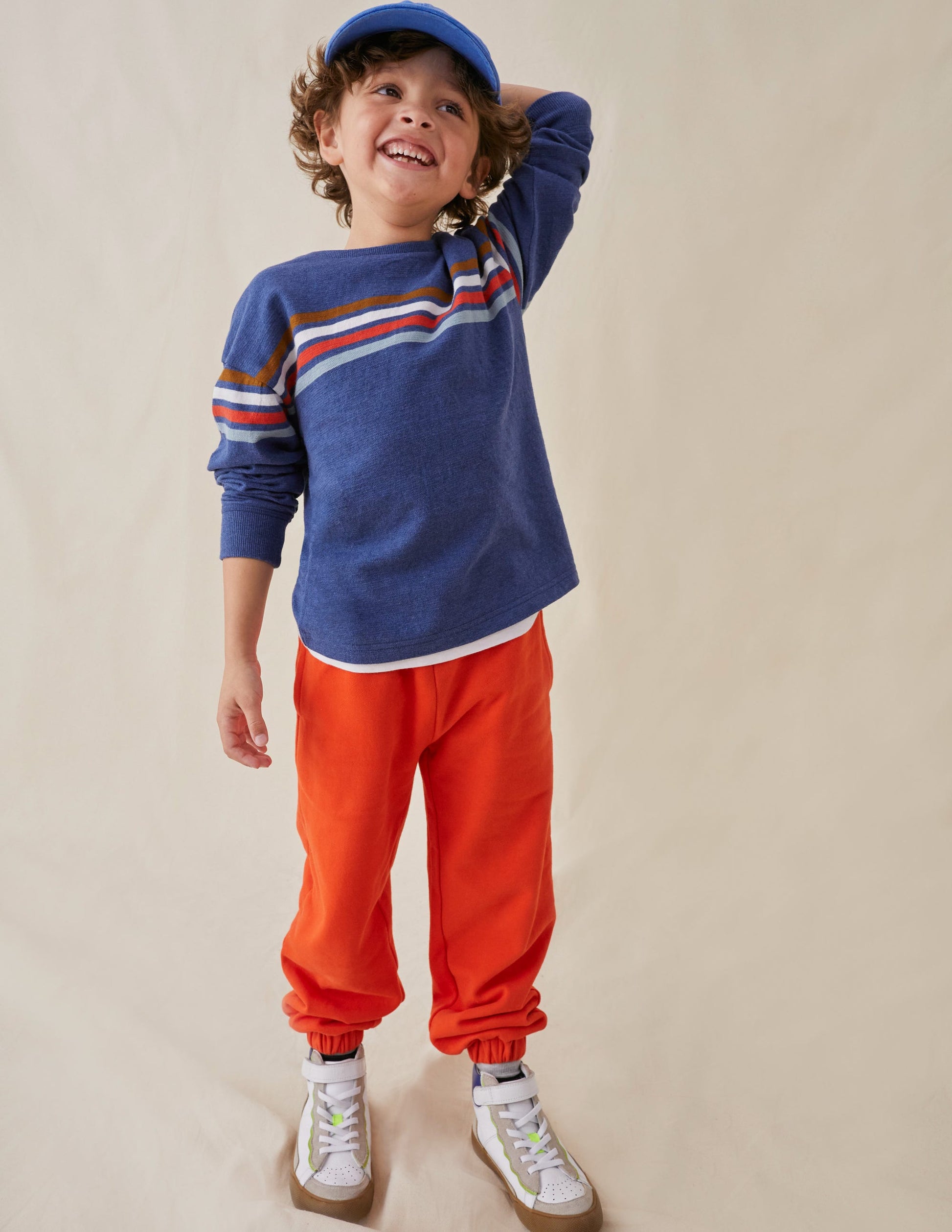 Textured Chest Stripe T-shirt-Navy Marl-4