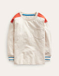 Textured Detail T-shirt-Oatmeal Marl