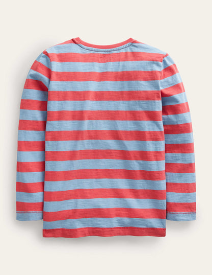 Long-sleeved Washed T-shirt-Dusk Blue/ Jam-3