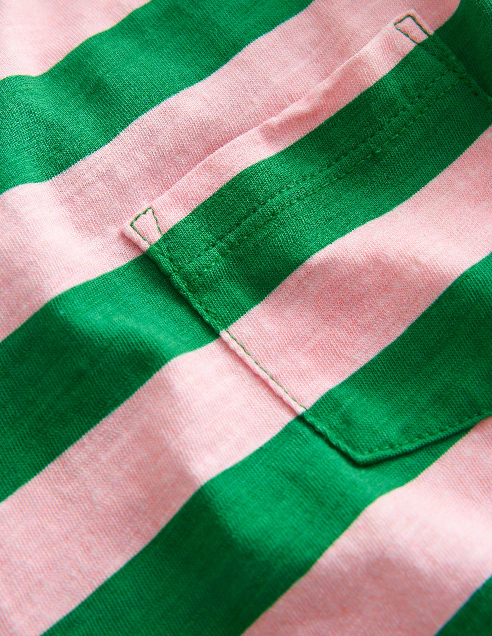 Long-sleeved Washed T-shirt-French Pink/ Deep Green-3