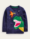 Dinosaur Appliqué T-shirt-College Navy Dino
