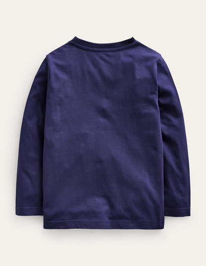 Dinosaur Appliqué T-shirt-College Navy Dino-2