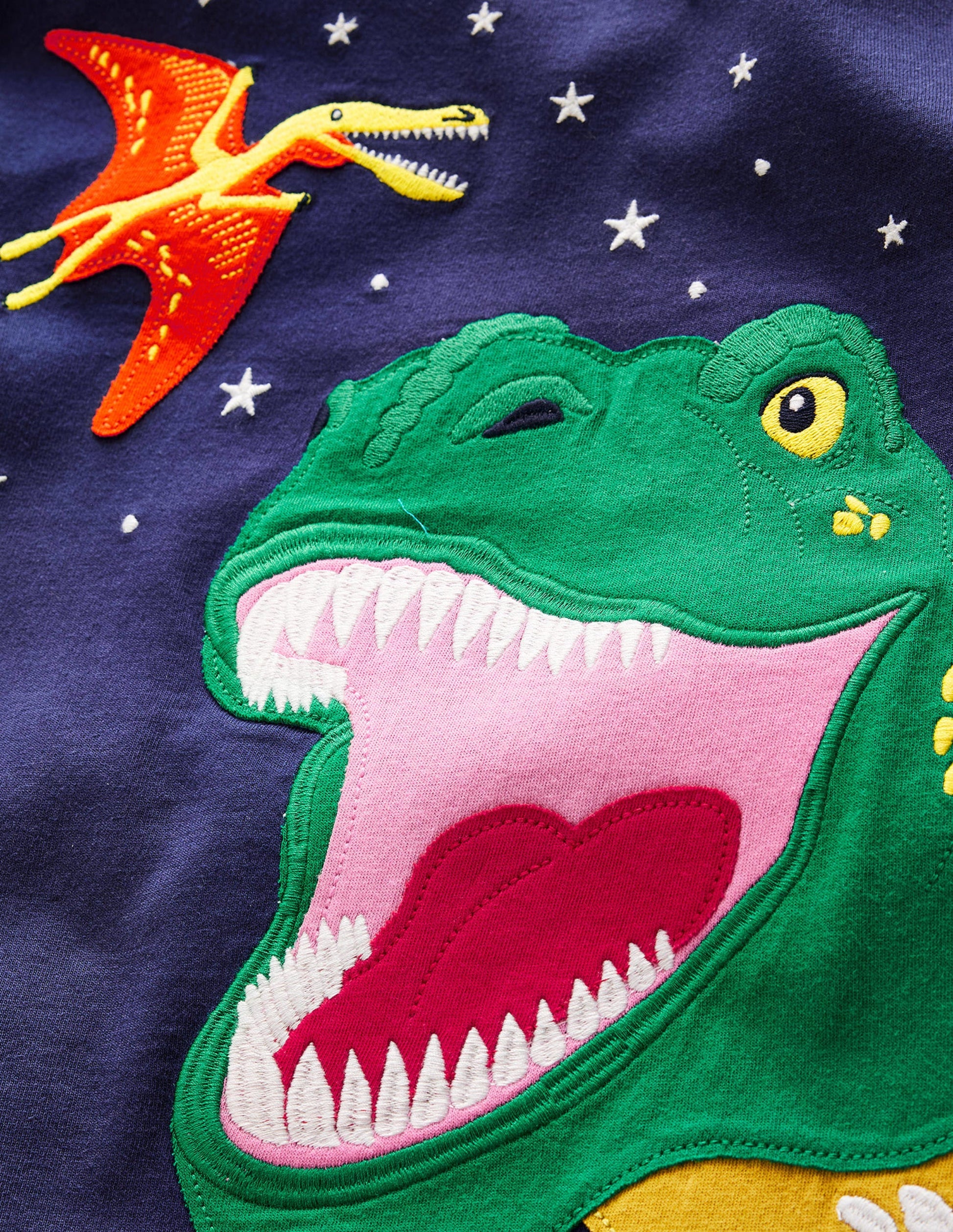 Dinosaur Appliqué T-shirt-College Navy Dino-3