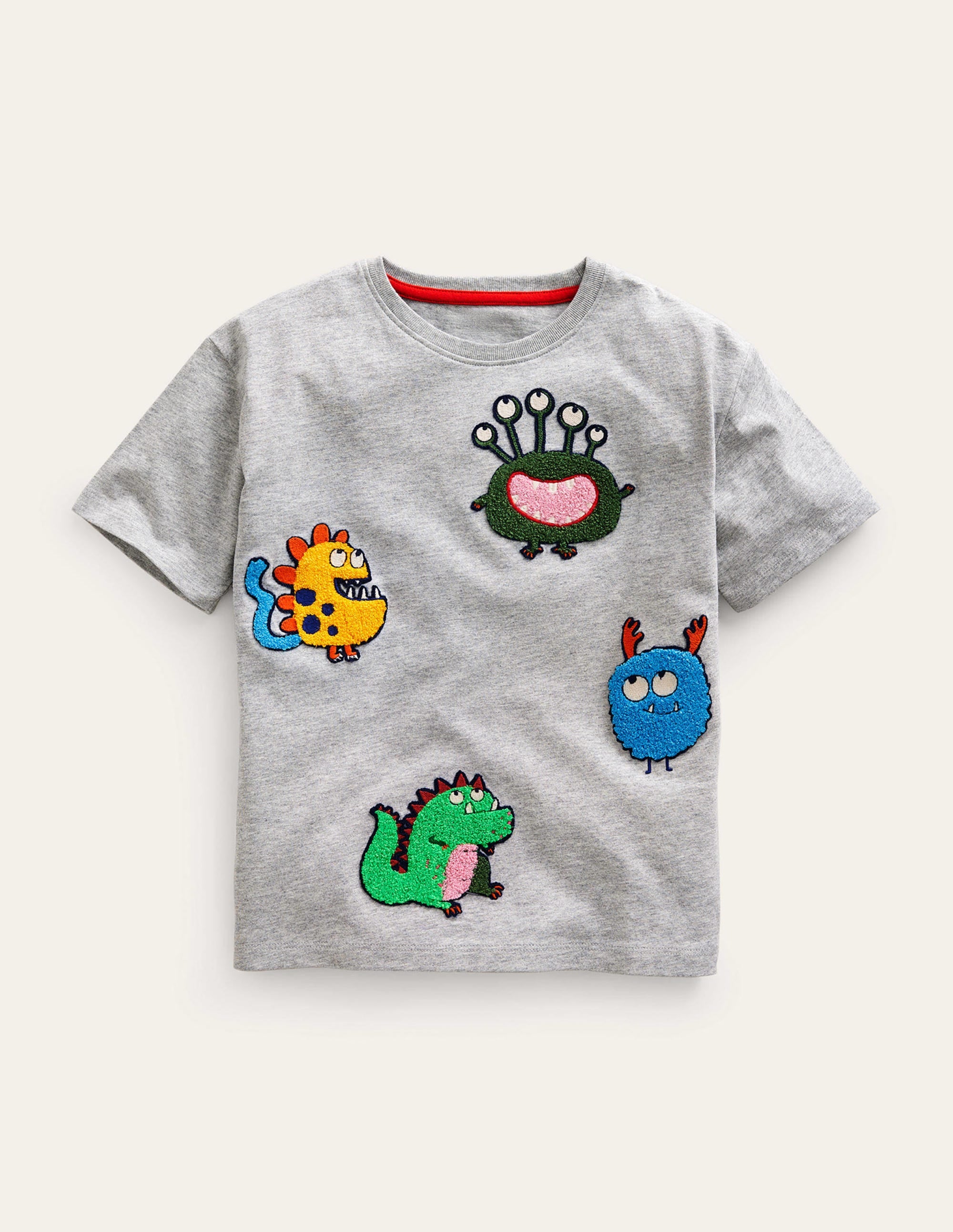 Monster Patches T-Shirt-Grey Marl Monster - Image 1