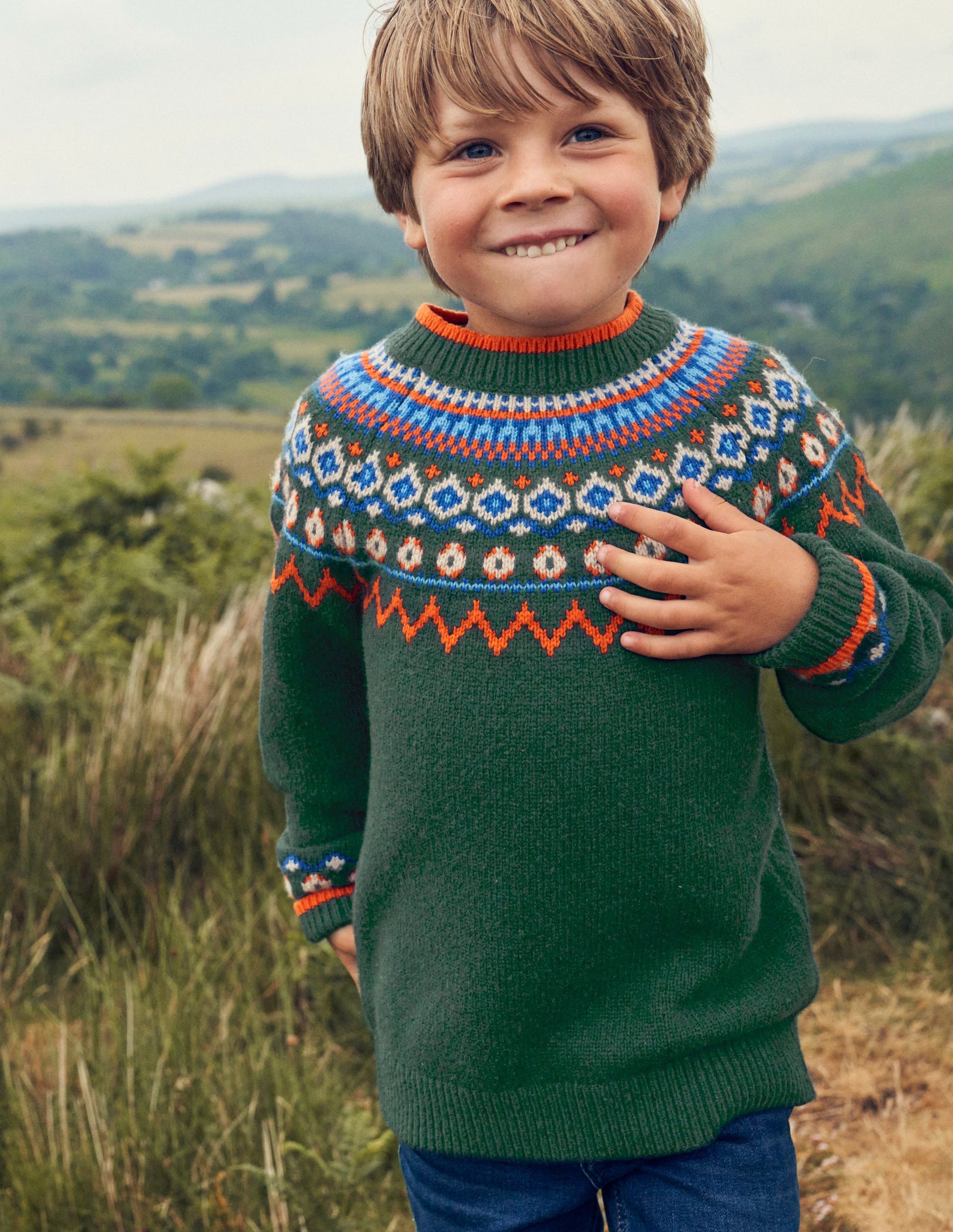 Graphic Fair Isle Jumper-Monster Green Marl-4