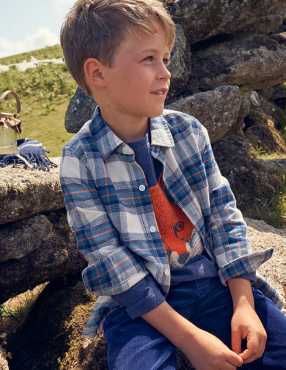 Brushed Flannel Shirt-Navy / Teal / Orange Check-4