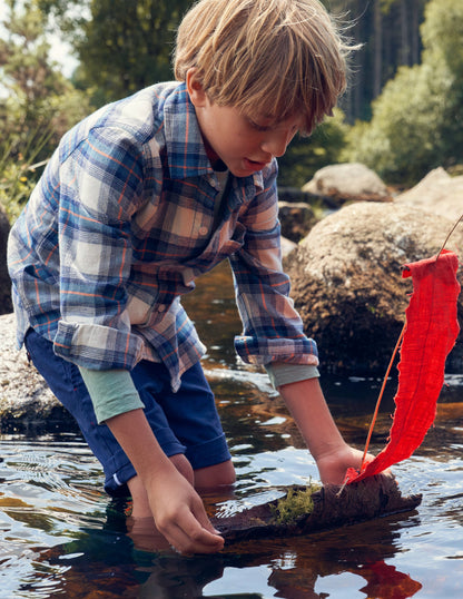 Brushed Flannel Shirt-Navy / Teal / Orange Check-5