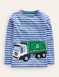 Lift-the-flap Truck T-Shirt-Elizabethan Blue/Ivory Stripe