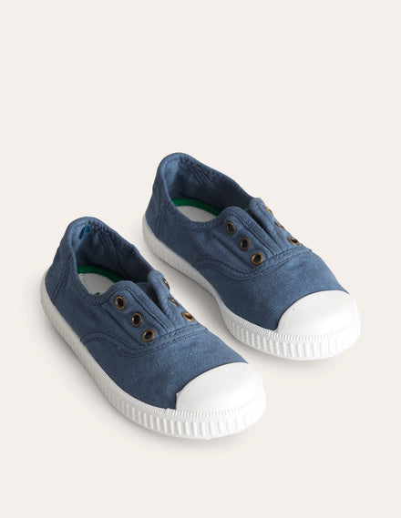 Laceless Canvas Pull-ons-College Navy